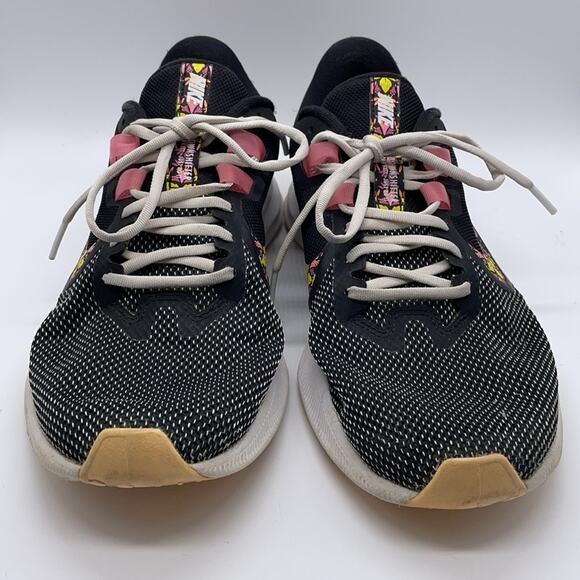 Nike Downshifter 9 Running Athletic Shoes Black Pink Yellow Floral Swoosh Size 9 - Picture 3 of 11